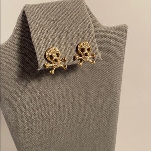 Jewelry - Gold and rhinestone skull earrings Jewelry - Gold and rhinestone skull earrings